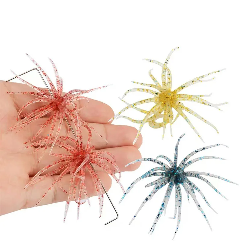 2Pcs 6cm1.9g Floating Sea Urchin Soft Silicone Realistic Lures TPE Material Fishing Lures for Saltwater Seawater River Fishing