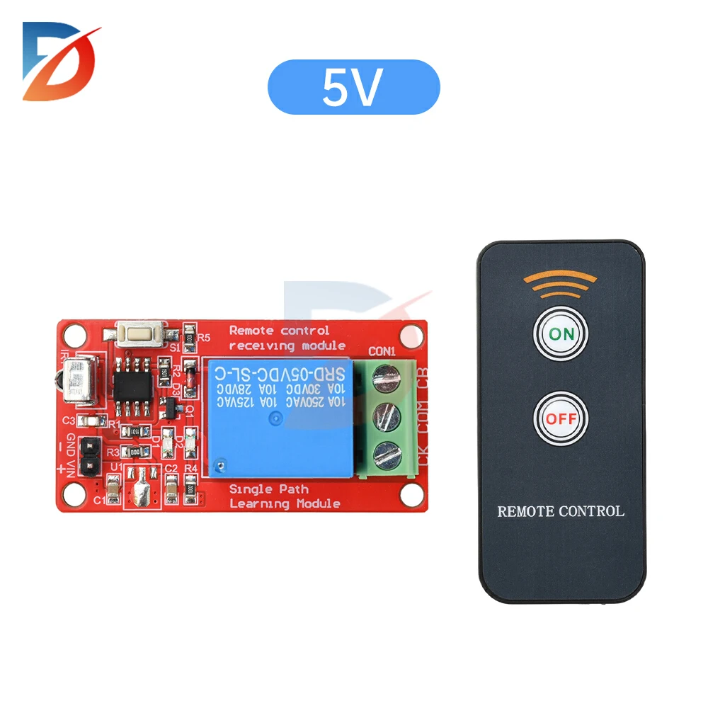 38KHz 2-Tasten-Infrarot-Fernbedienung Infrarot-Empfängermodul DC 5V 12V 1-Wege-Infrarot-Steuermodul Infrarot-Lernmodul
