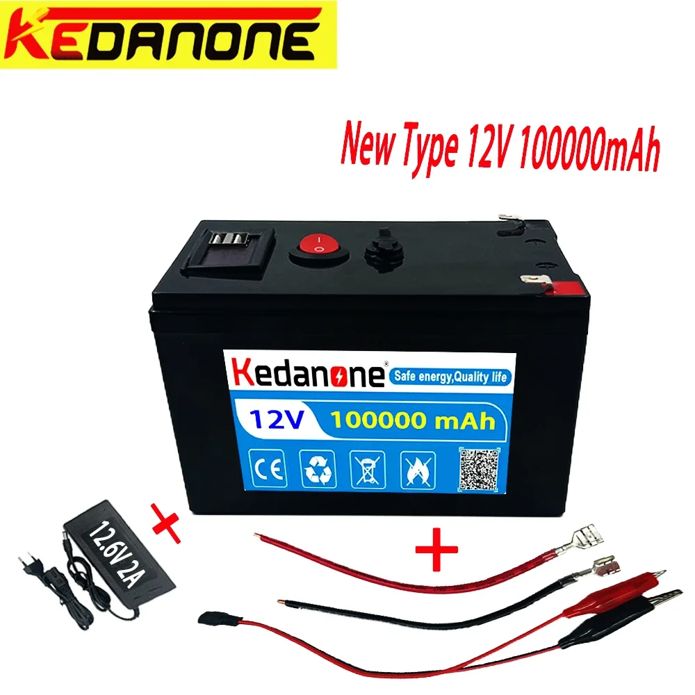 New 12V 100000mAh 3S7P 18650 Lithium Battery Pack 12.6V 3A Charger, Built-in 120 /100/80Ah High Current BMS, Used for Sprayer