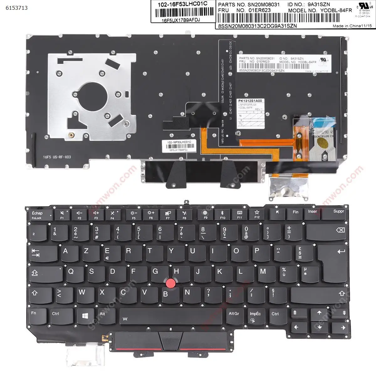 

FR Laptop Keyboard for Lenovo IBM ThinkPad X1 Carbon Gen 5 2017 Black with Backlit & Point Stick