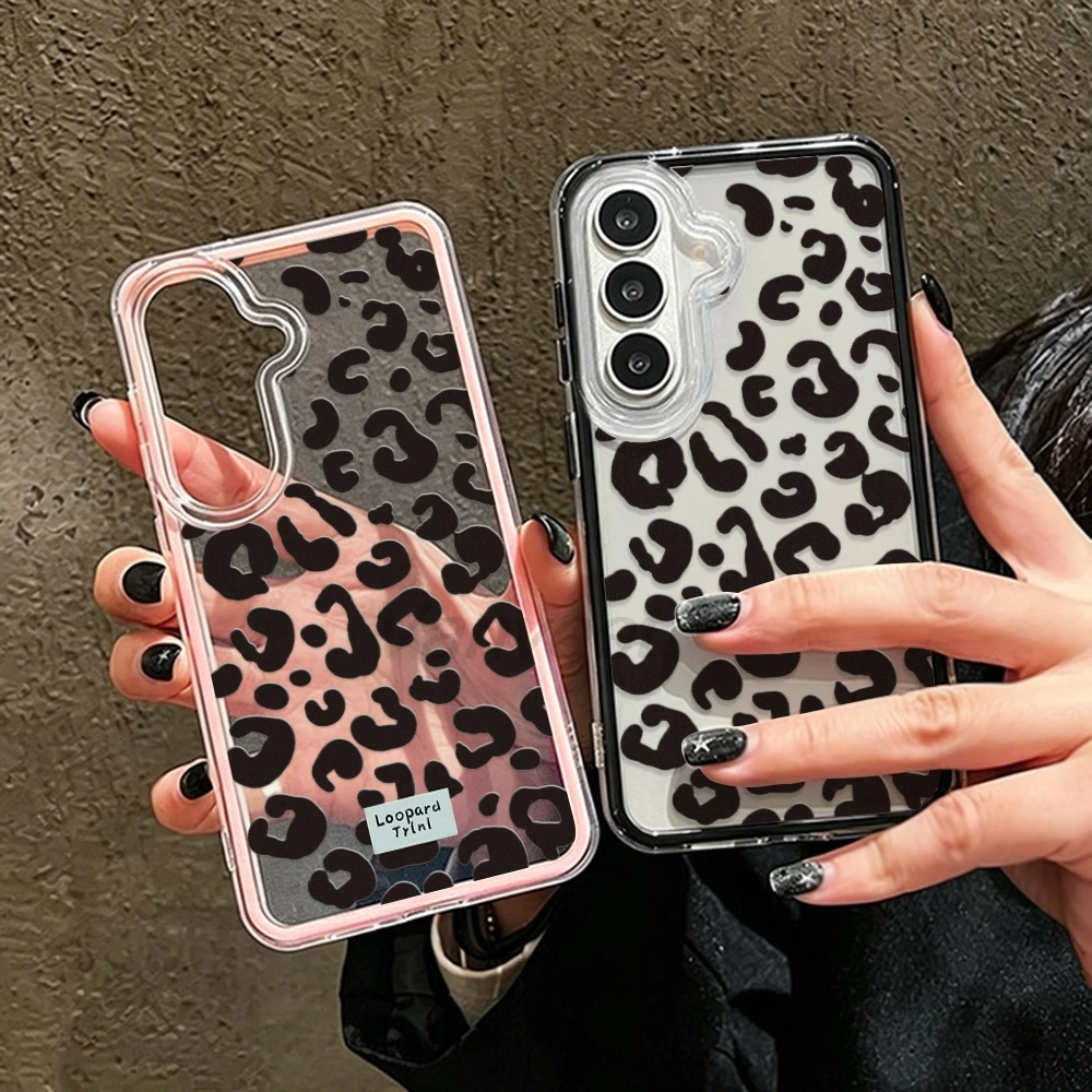 Black Leopard Print TPU Tow-in-One Phone Case For Samsung S26 Ultra A57 S25 Ultra A56 5G A37 S25 A17 A07 S23 A36 S24 Cover Funda
