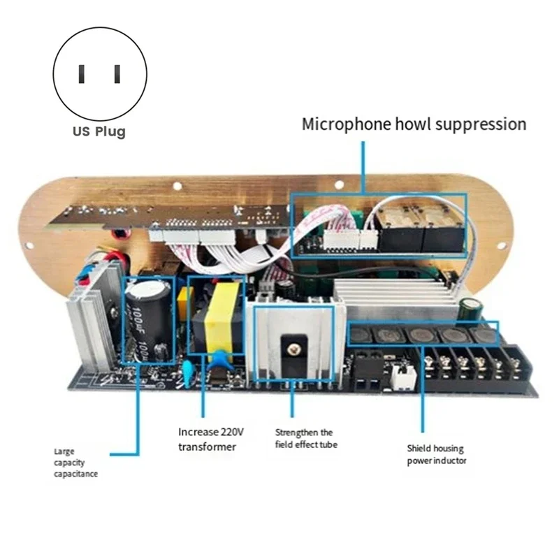 Плата усиления звука Woopker D900 Channel 2.1 HIFI Bluetooth 5,0 50 Вт + 50 Вт + 100 Вт Плата усиления мощности цифрового медиа