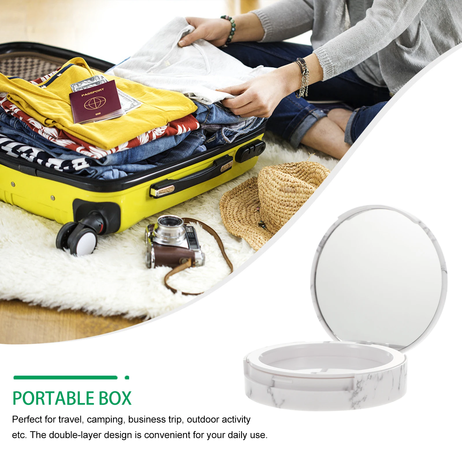 

2pcs Marble Pattern Pressed Powder Box Case For Travel Empty Powder Container Diy Makeup Tools Assorted Color Durable