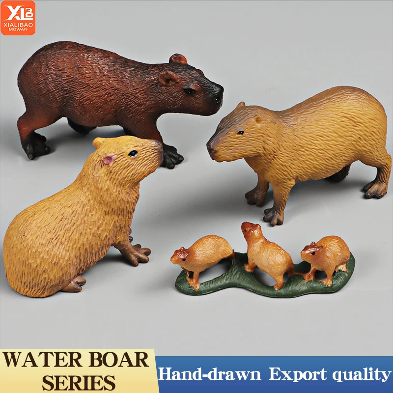 Modelo de capibara, animales salvajes, simulación de roedor, figura de acción, lindo juguete para niños para colección