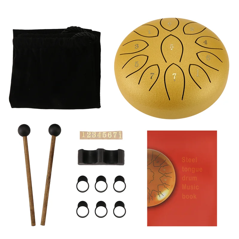 AS98-Rain Drum For Outside 6 Inches 11 Tones Steel Tongue Drum Rain Chime Outdoor Rain Chime Musical Instrument
