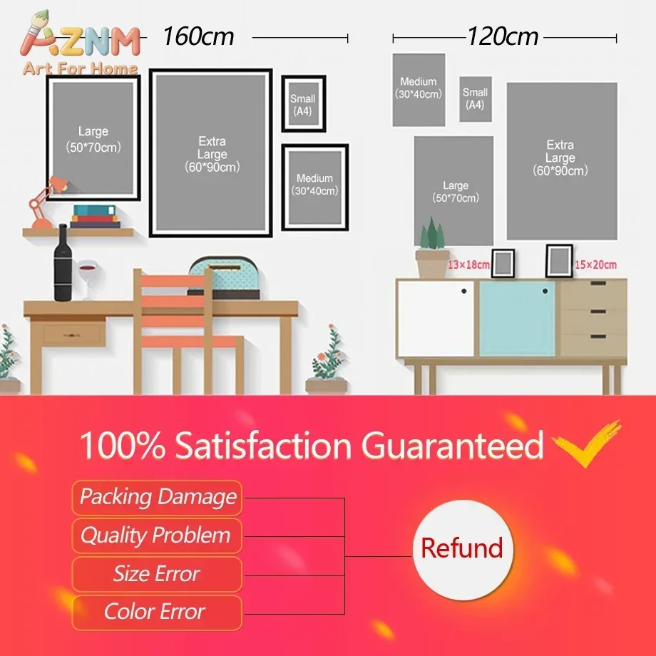 AZNM Watercolor Cute Safari Animal Transport Canvas Wall Art Deer Elephant Bear Panda Lion Rabbit Sailboat Hot Air Balloon Car T view 5