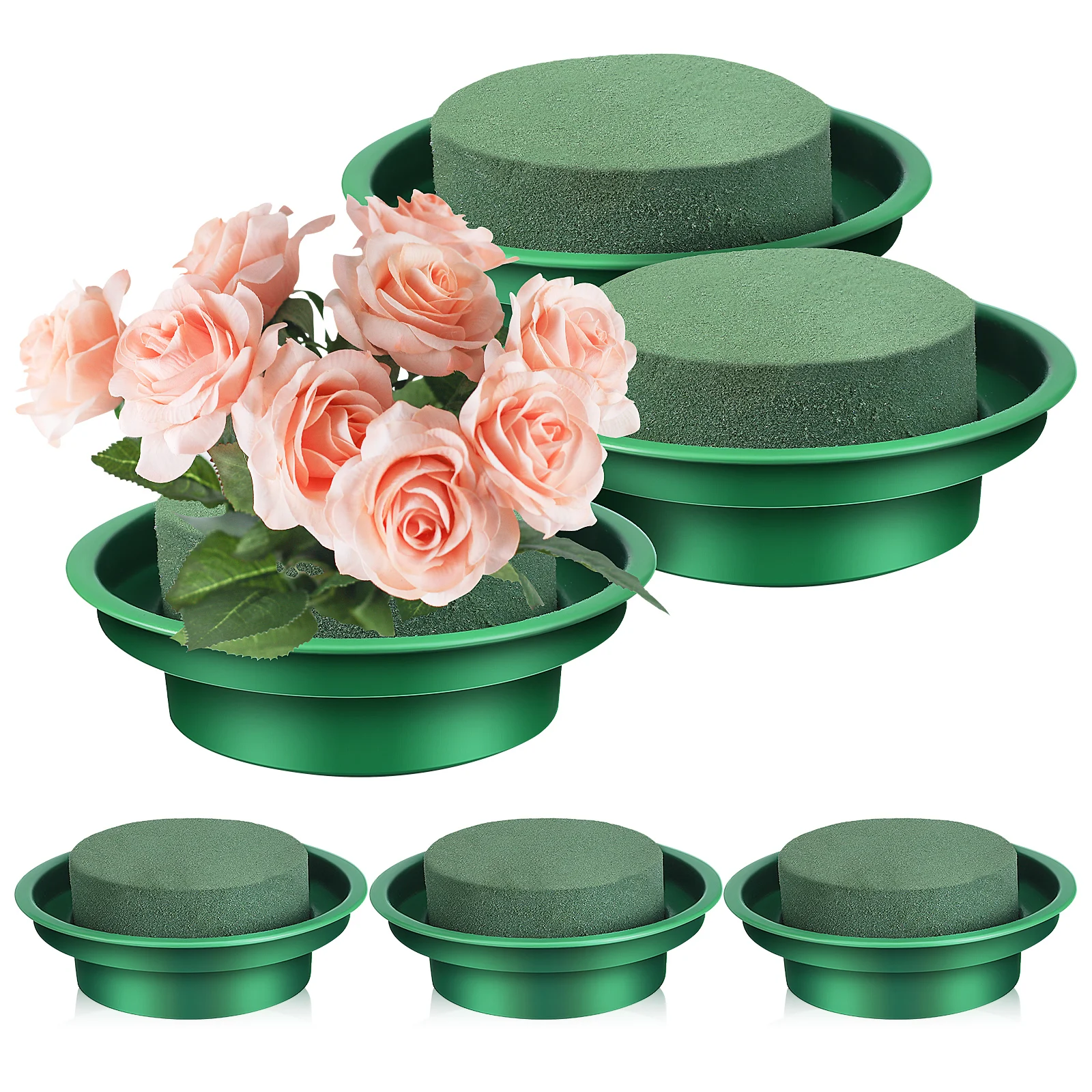 

6 Pcs Flower Mud Base for Wet Floral Base Dry Arrangements Absorbent Foam Blocks Green Clay Bowls