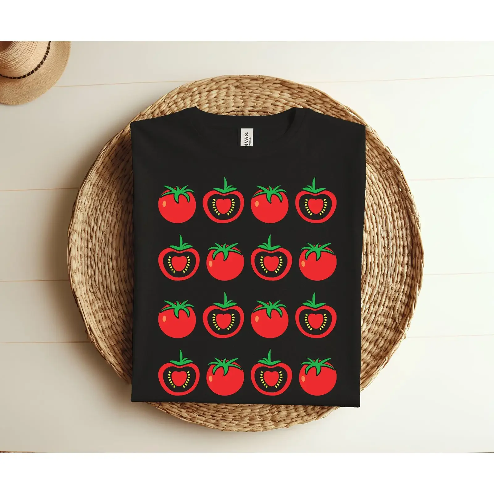 Cute Tomato Pattern T Shirt Vegetable Gardening for Lovers Funny Casual Friends Family Gardener vintage Washed streetwear