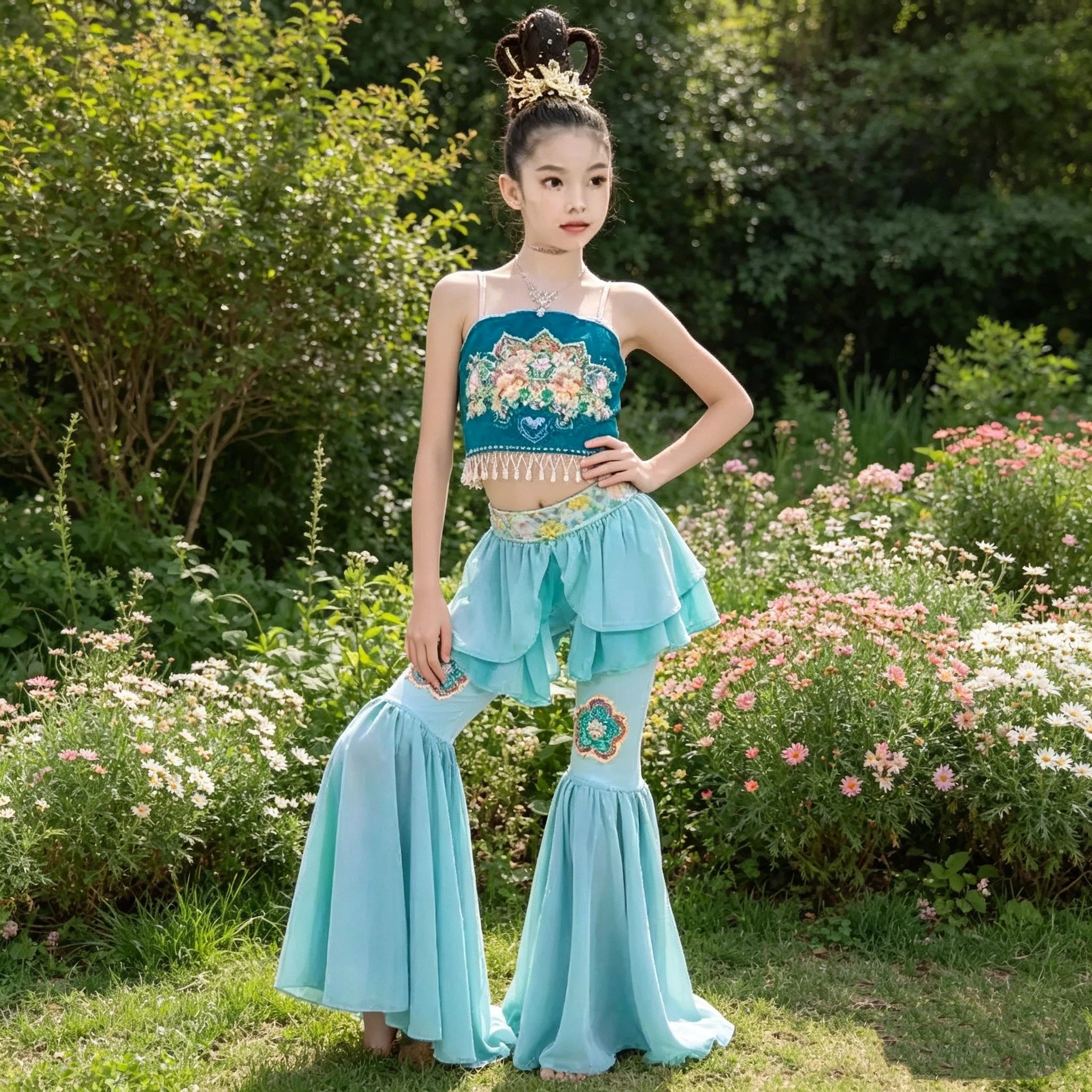

Enfant Classical Dance Performance Dress Performance Flying Princess Costume Chinese Style Hanfu Dancer Performance Costumes