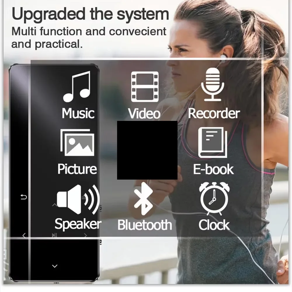 Portable MP3 Music Player with Touch key Built-in Speaker Bluetooth HiFi Video Recorder/Browser/E-book Sport For Walkman