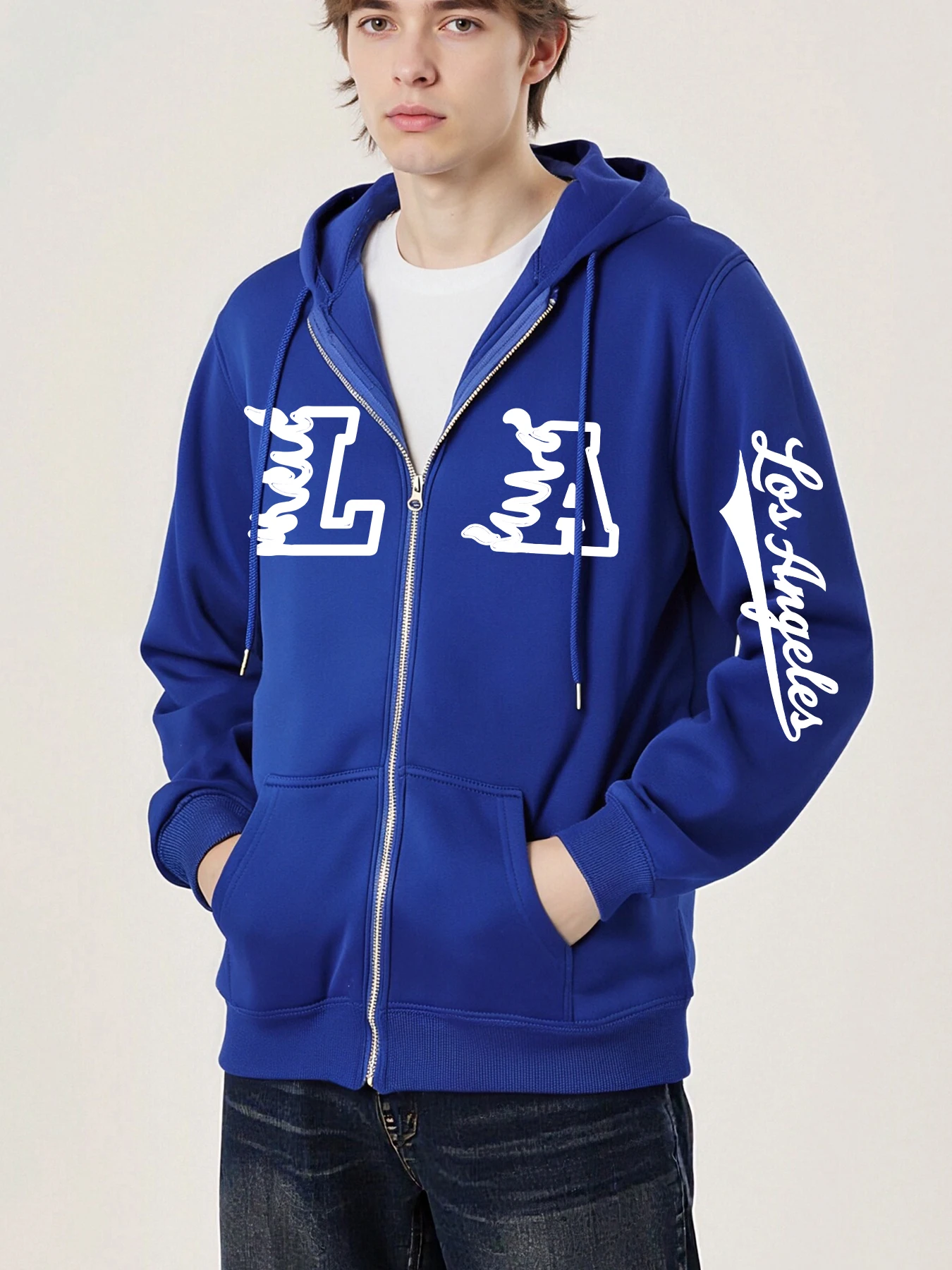 Brief L Und EINE Los Angeles Muster Männer Zipper Hoodies Mode Lässig Hoody Fleece Taschen Hoodie Heißer Verkauf Oversize Kleidung