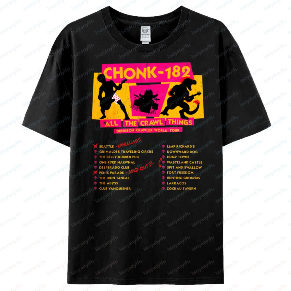 Chonk 182 World Tour Graphic T-Shirt RawChromeDesign Streetwear Men Women Casual Cotton Short Sleeve Tee Fashion Print Tops