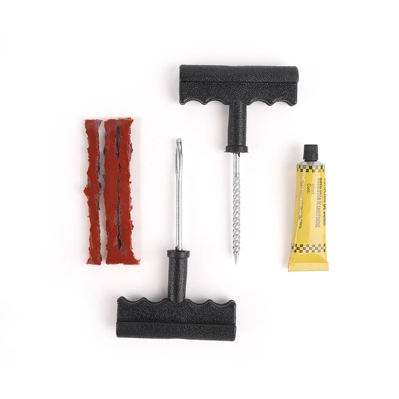 Juego de herramientas de reparación de neumáticos de coche para bicicleta, Kit de reparación rápida de pinchazos de neumáticos sin cámara con
