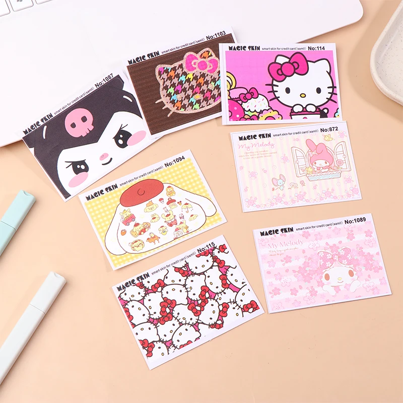 1pcs Sanrios Hello Kitty Credit Debit Card Sticker Anime Pochacco Diy Waterproof Poker Sticker Film Tape Skin for Small Chip