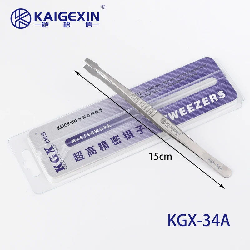 KGX-Anti-Static Industrial Tweezers, Curved Straight Tip, Precision Stainless Forceps, Phone Electronics Repair Hand Tool