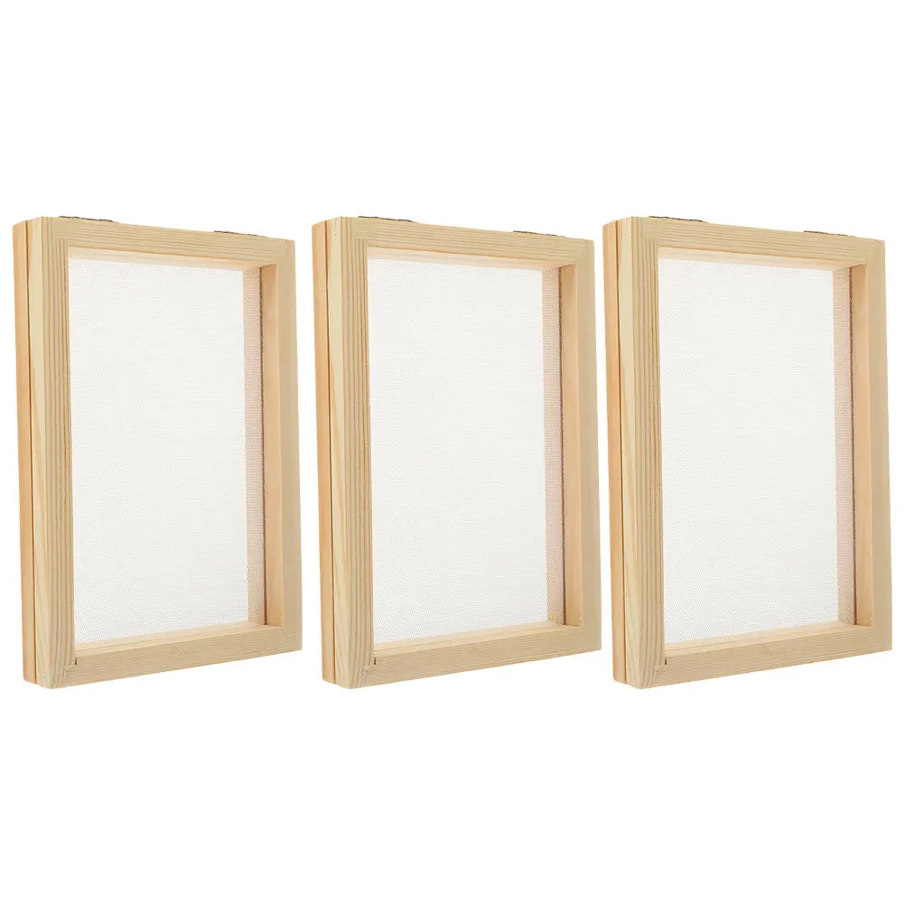 

3Pcs DIY Paper Making Frame Wooden Mesh Screen Craft Kit for Handmade Cards Journals Gifts Tags Mesh Frame for DIY Paper