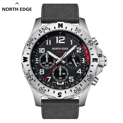 NORTH EDGE 2024 MACH 2 Men's Watches Solar Power Stainless Steel Case Quartz Watch For Men Pilot Waterproof 50M Stopwatch