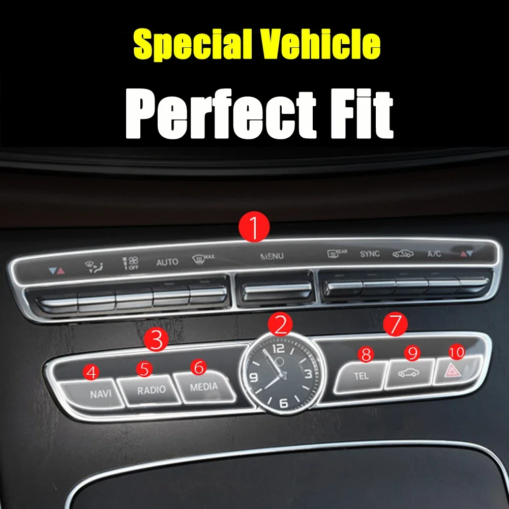 For Mercedes Benz C E GLC Class W205 W213 X253 Car Center Control AC Screen Buttons Clock Table Watch Membrane Protector Film