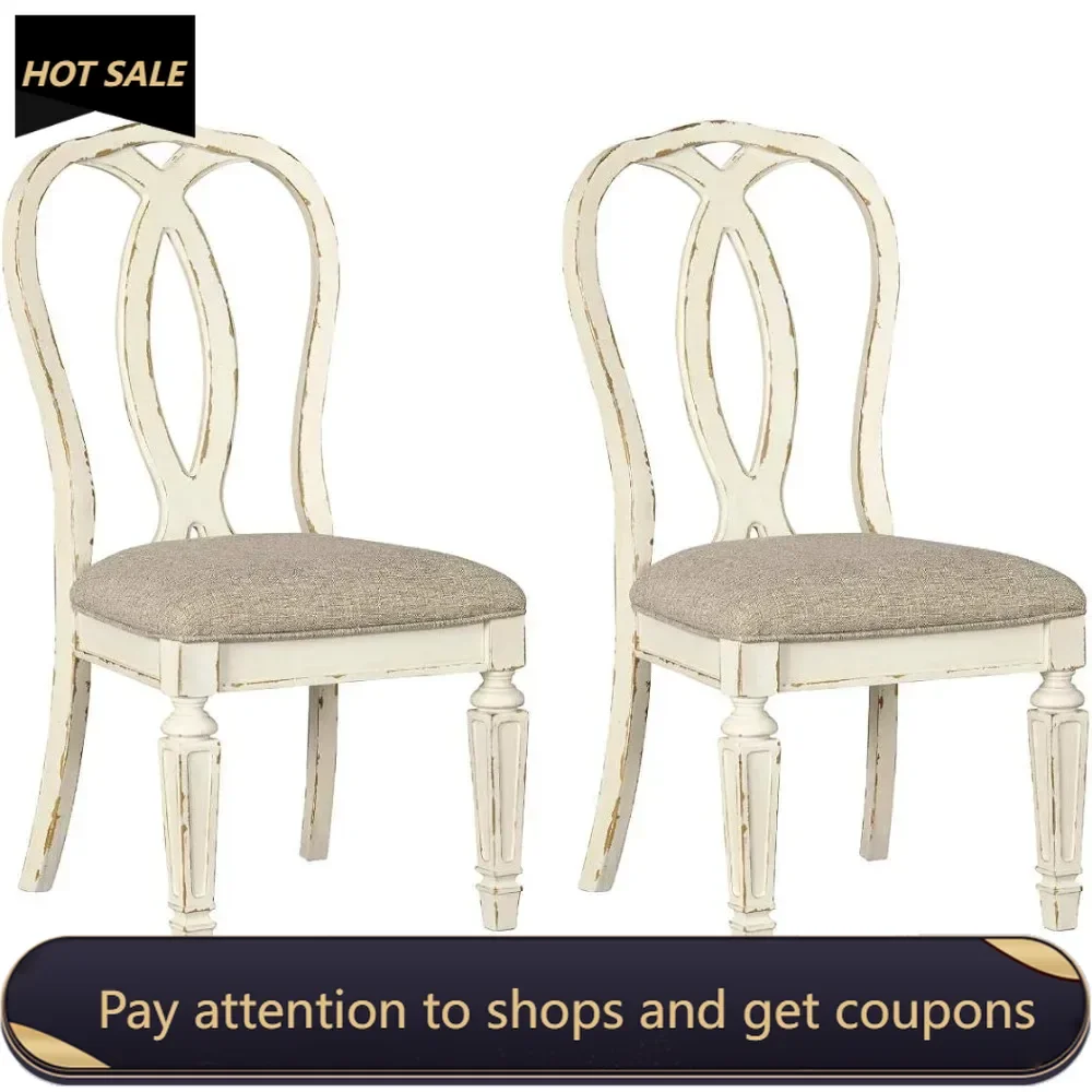 2 Count Wooden Chairs for Dining Table Realyn French Country Ribbon Back Dining Chair Chipped White Freight Free Furnitures Room