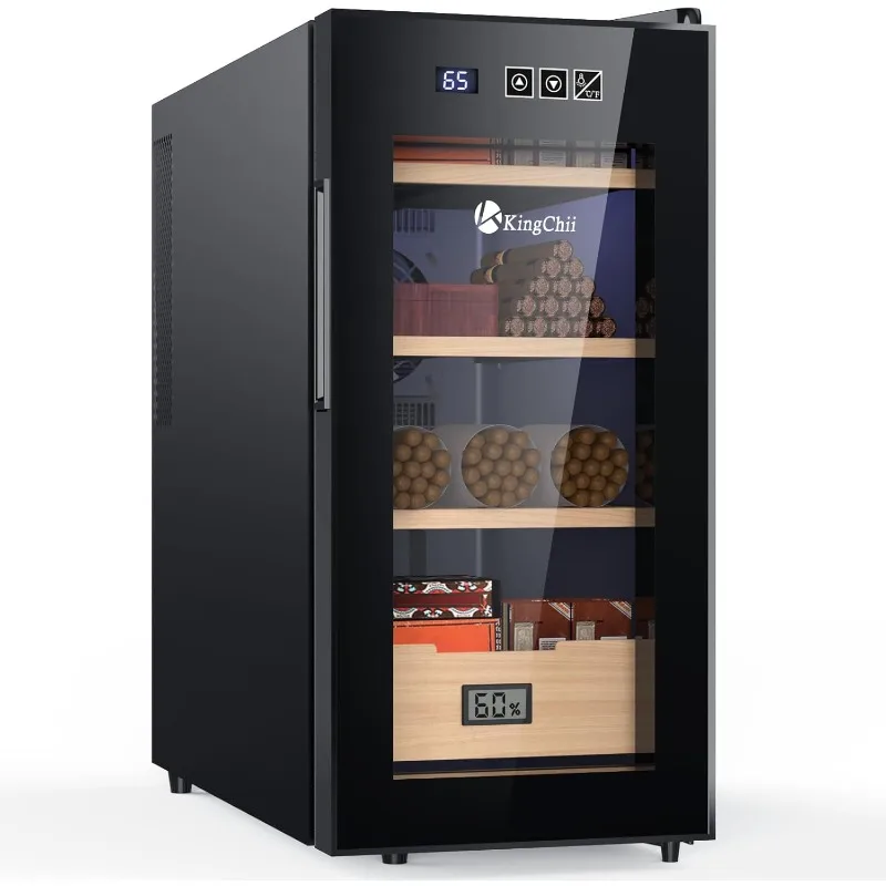 26L Electric Cigar Humidors Cooling, Heating Control System, Electronic Humidor Cabinet with Spanish Wood Shelves