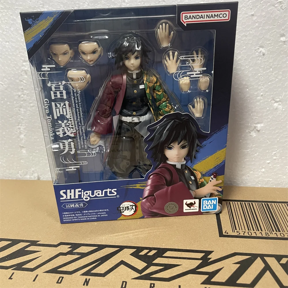 Original Bandai Anime Figure Demon Slayer S.H.Figuarts Giyuu TOMIOKA Kimetsu no Yaiba Action PVC Collector Toys Figurine 15cm