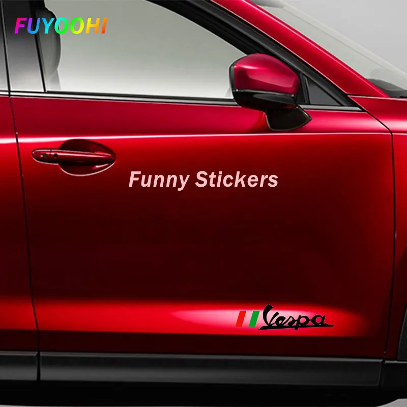 FUYOOHI Funny Stickers Exterior Accessories New Extraordinary Decals Pegatinas Vespa Logo Bandera Italia Salon Vinyl Car Sticker