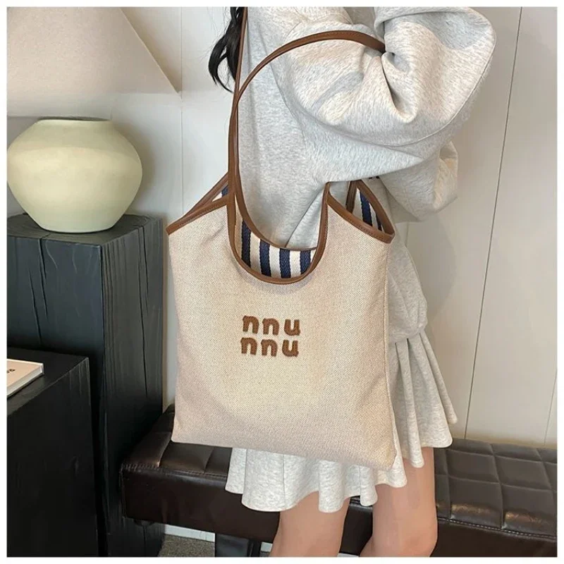 Fashion Design Canvas Tote Women Large Capacity All-in-one Shoulder Bag Casual Letter Top Handle Commuter Bag Sac Poplene Femme