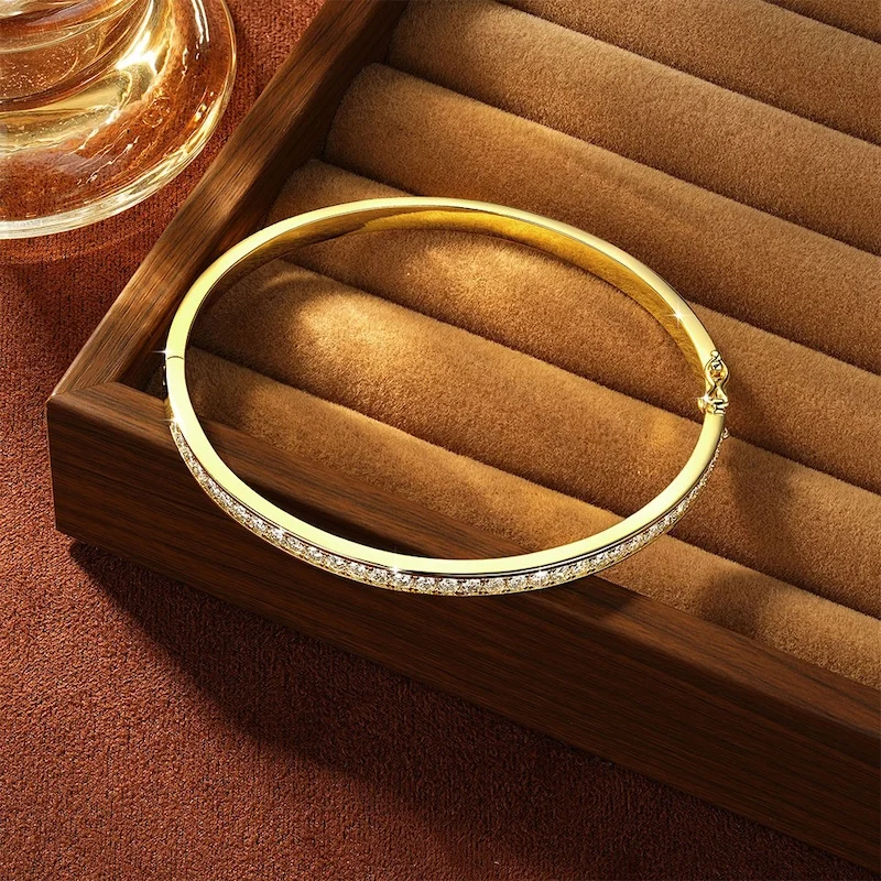 Rrjzz Exquisites einreihiges 2,3 mm D-Farbe Moissanit-Armband mit Kanalset, 58 mm Innendurchmesser, Armreif für Damen, Schmuckgeschenke – Detail 3