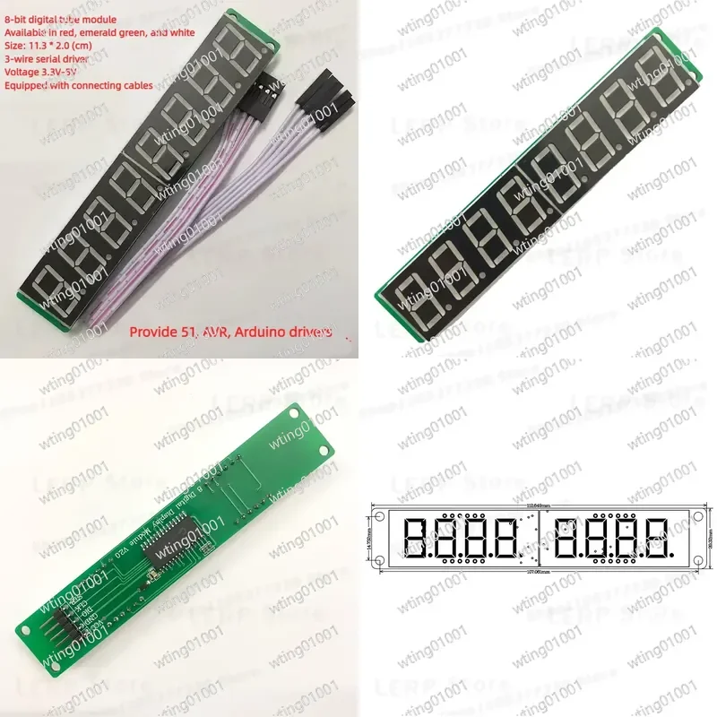 for TM1638 2pcs 0.56 Inch 8 Digit Seven Segment LED Tube Display Board Red Emerald Green White Color Serial Interface Driver