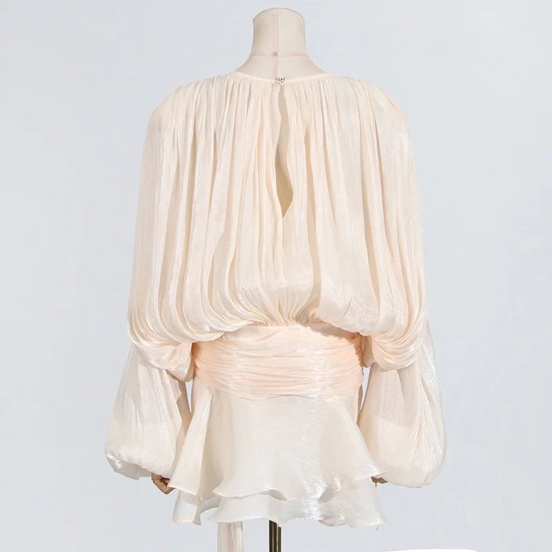 Loose and fashionable long-sleeved sexy sweet and spicy style ribbon lace-up short skirt for women