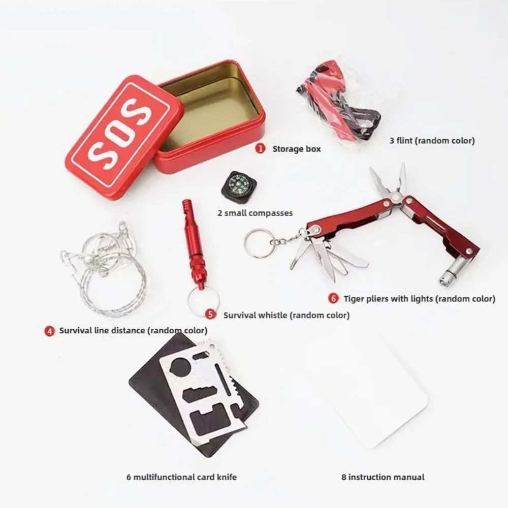 1SET Outdoor Equipment, Wild Survival Tool Set, Emergency Kit, SOS Survival Kit, Survival Set