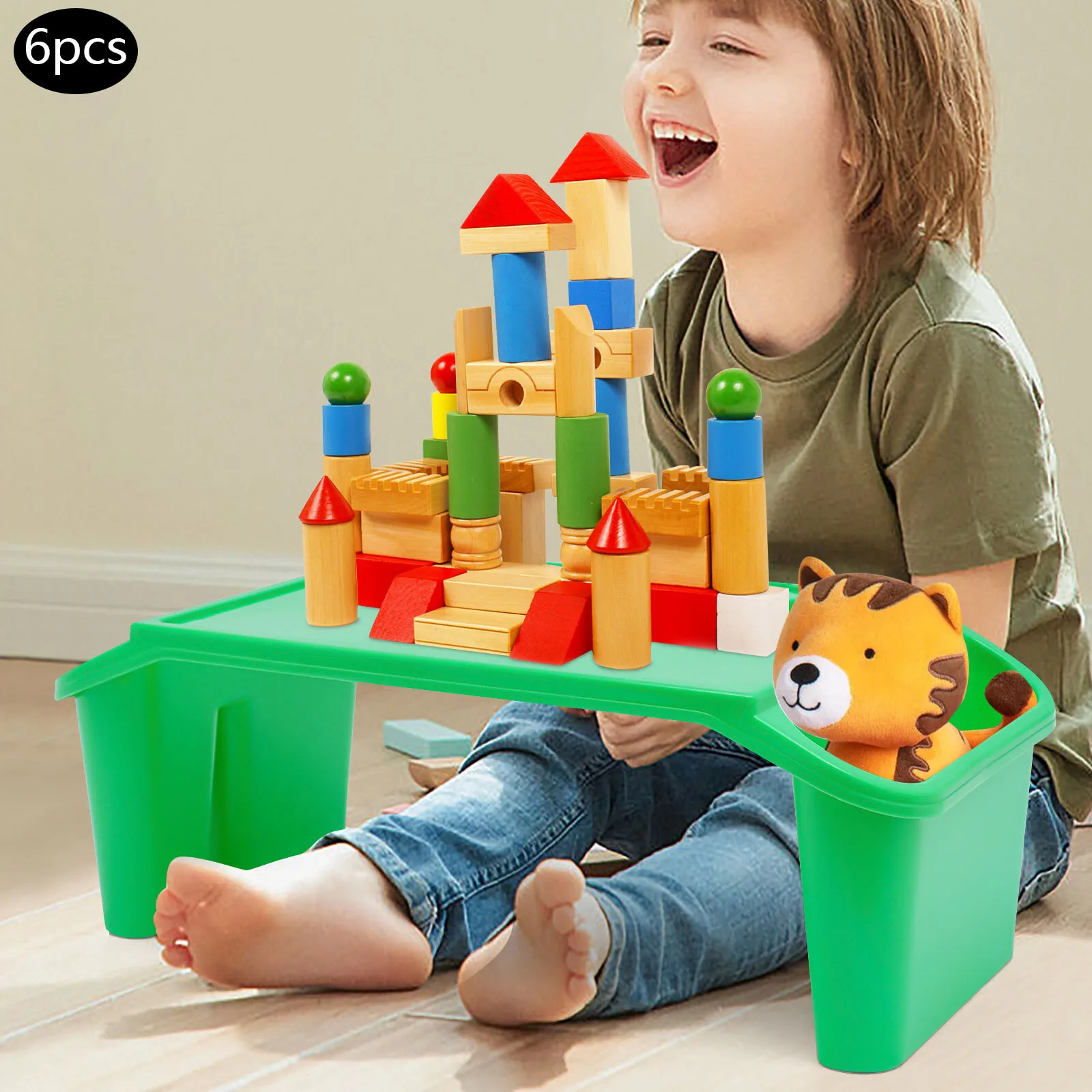 

6-Piece Activity Table Set Ideal for home, school, classrooms, and various settings.Flexibly place on beds, sofas, or the floor.