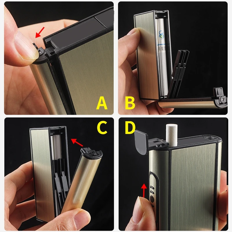 Automatic Pop-up Cigarette Case Thick Cigarette 10pcs Men\'s Portable Control Smoking Cigarette Case Pressure and moisture resist