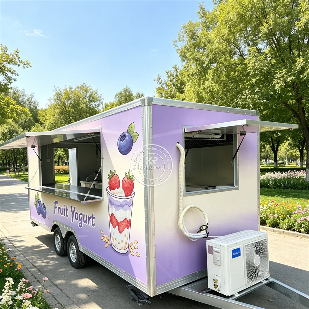 

Commercial Mobile Pizza Coffee Kiosk Fruit Bubble Tea Hamburger Snack Cart Concession Food Truck Trailer With Full Kitchen