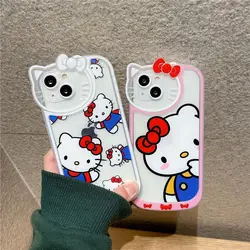 Sanrio Hello Kitty Transparent Case For iPhone 15 14 13 11 12 Pro Max XS XR 7 8 Plus SE20 Cute Cartoon Lady Girl Cover Y2K New