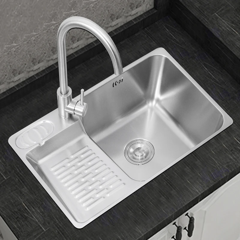 

Customizable 304 Stainless Steel Single Bowl Kitchen Sink 1-Hole Undermount Design