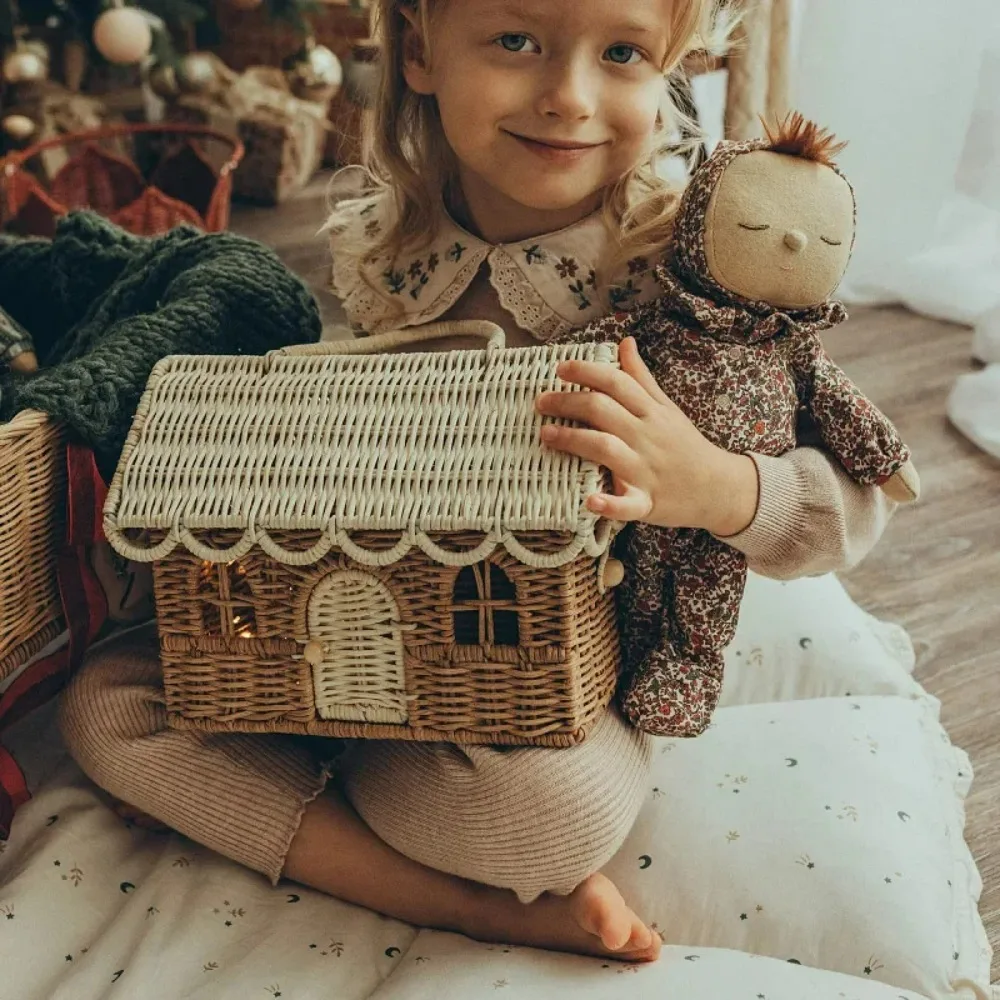 Funny House Rattan Bag Handmade Travel Beach Bag Handwoven Rattan Bag Wicker Woven Handbag Straw Knitted Box