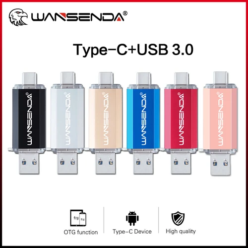 Hotsale WANSENDA OTG USB Flash Drive tipo C Pen Drive 512GB 256GB 128GB 64GB 32GB 16GB USB Stick 3,0 Pendrive para dispositivo tipo C