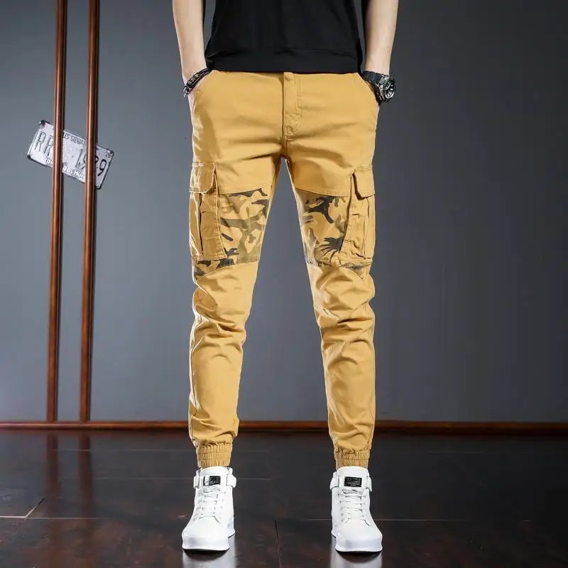 Men’s Light Luxury Outdoors Sports Denim Pants,Wear-proof Harem Style Cargo Pants,Slim Fit Multi-pockets Trendy Casual Pants;