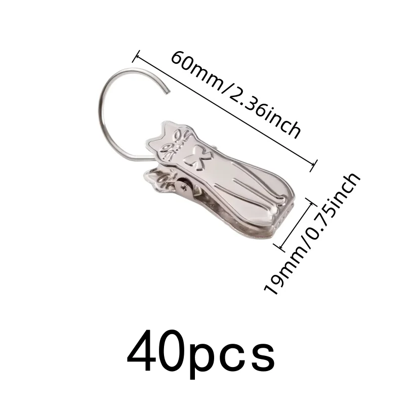 40 pcs Animal Shape Curtain Hooks, Decorative Home Accent and Iron Metal Durable, ideal for Home Cute Decoration