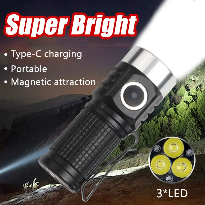 

2400LM Super Bright Mini Portable EDC Flashlight Rechargeable LED Keychain Light Portable Outdoor Waterproof Camping Light