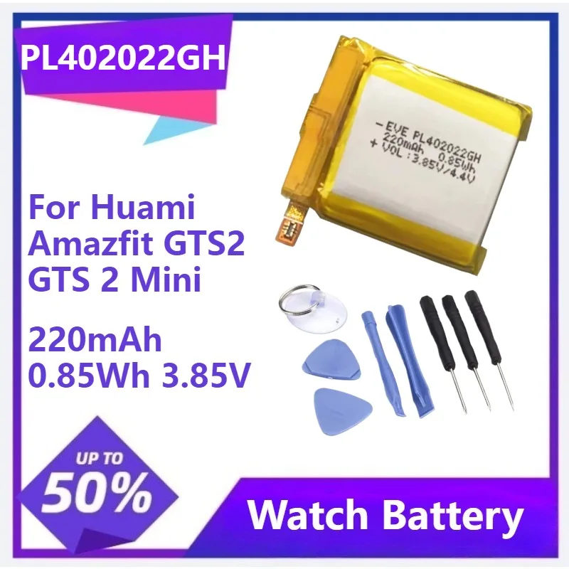 

PL402022GH For Huami Amazfit GTS2 GTS 2 Mini A2010 A2018 Smart Watch Capacity 220mAh Battery + Free Tools 220mAh 0.85Wh 3.85V