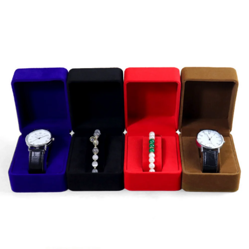

Watch Display Holder Soft Velvet Watch Box Round Corner Watch Case Modern Jewelry Packaging Box For Jewelry Storage Accessory