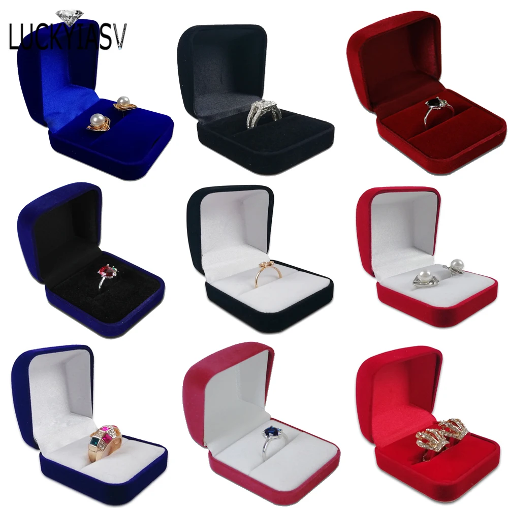 1 sztuka 5*5.8*3.5Cm niebieski czerwony czarny opakowanie na biżuterię pudełko 4 kolory dostępne pierścionek stadniny kolczyki organizer biżuterii pudełko do przechowywania