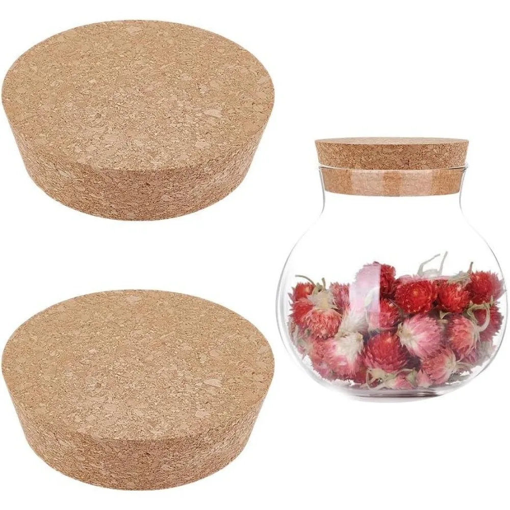2Pcs Large Cork Lids for Jars 3.7-4.3 Inch Tapered Cork Plugs Cork Bottle Stoppers Wood Replacement Corks for Mason Jars Glass