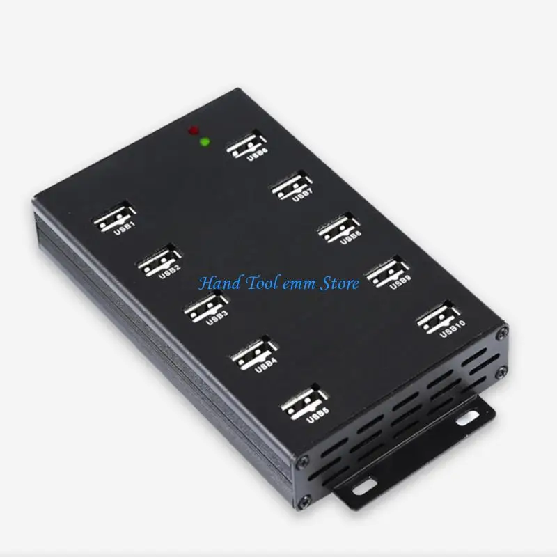 H37F 10 Port USB 2.0 Adapter Hub 480Mbps Stable Power Supply Wide Compatibility