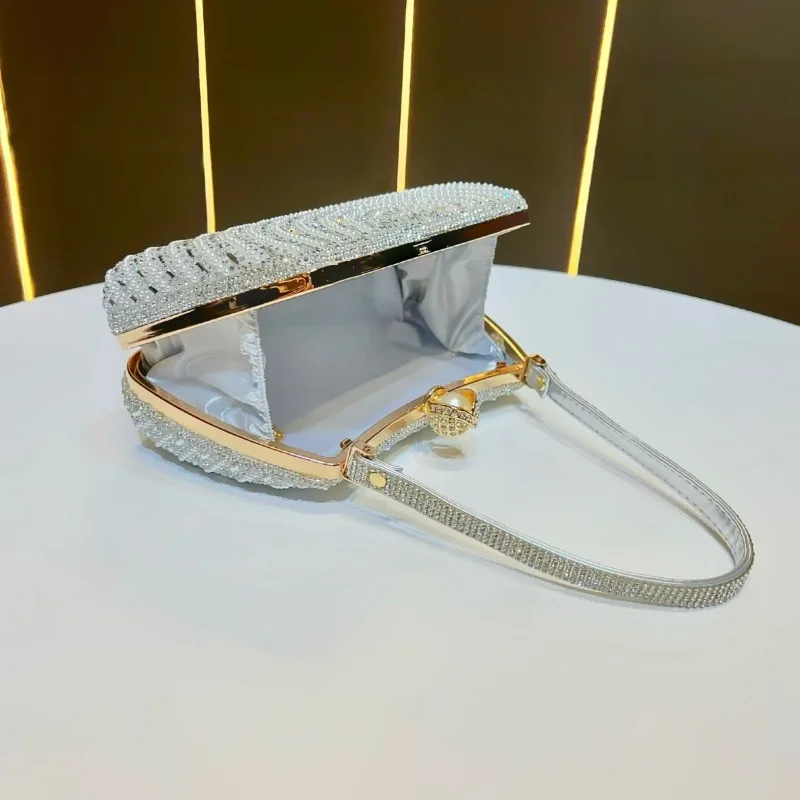 Модная женская сумка с жемчугом и бриллиантами, легкая роскошная вечерняя сумка через плечо в винтажном стиле