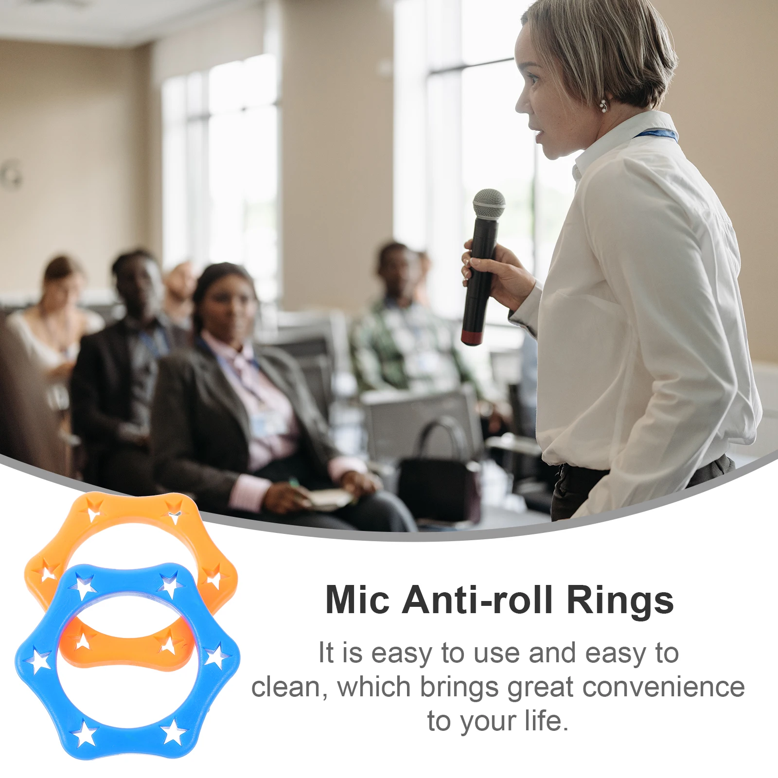 

6Pcs Ktv Microphone AntiRolling Holders Fine Craftsmanship Hexagon Shaped Mic Shockproof Accessories Blue Orange