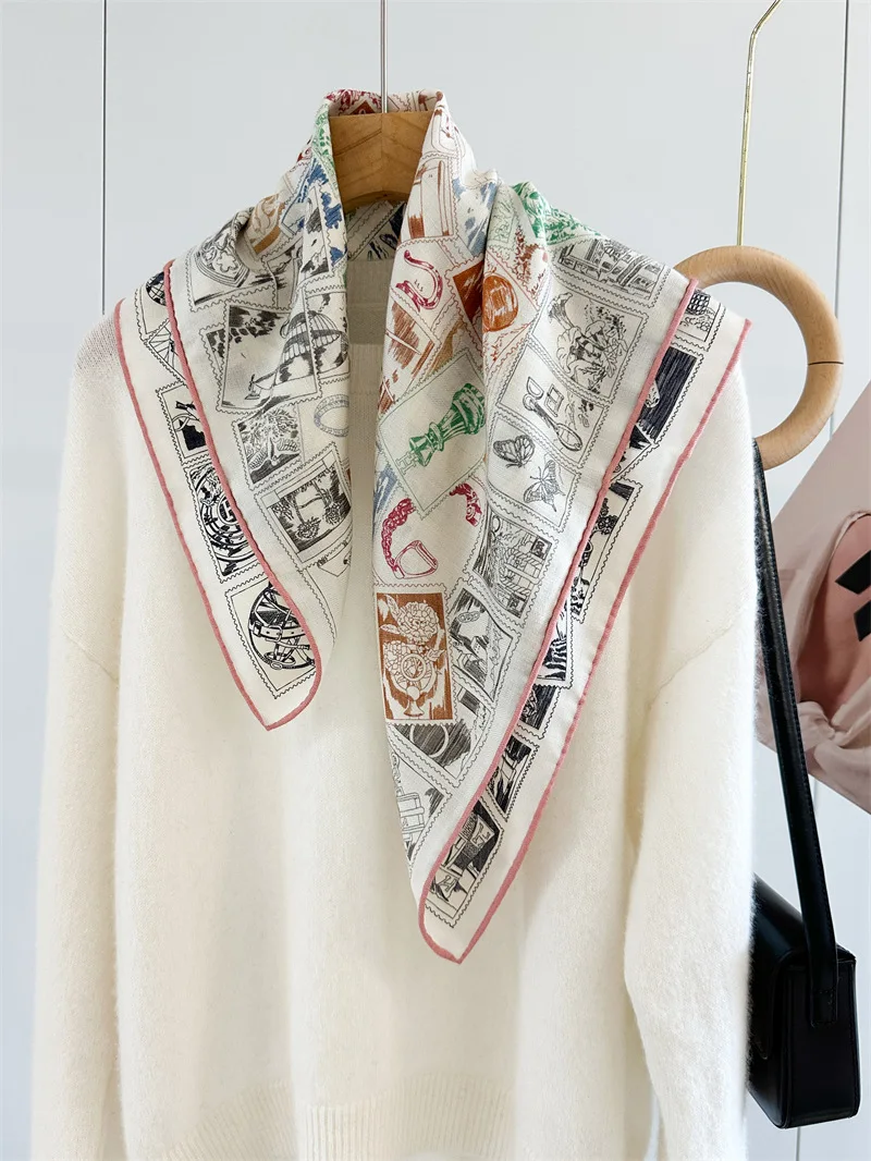 

Silk Wool Scarf 65CM Hand Rolled Edges Scarfs Luxury Designer Scarfs Small Shawl Christmas Gift