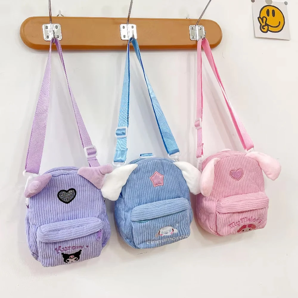 

MINISO Kawaii сумка через плечо Sanrio Kuromi My Melody сумка через плечо Милая коричная плюшевая сумка Детская Аниме Сумка